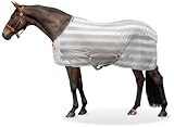 Equinate Fliegendecke Guardian mit Kreuzbegurtung und Widerristpolster 135cm Silbergrau - Ekzemerdecke mit effektiven Schutz vor Fliegen und Insekten - Pferdedecke - Weidedecke