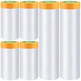 PHIEZC Abdeckfolie mit Klebeband, 120 Meter Abklebeband mit Folie, Staubschutzfolie, 4 Rollen à 55 cm x 20 m + 2 Rollen à 150 cm x 2 m, Mehrzweck-Abdeckband und Krepp-Staubschutzfolie für Maler