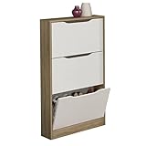 HOGAR24 ES Schuhregal mit 3 Fächern, Farbe: Cambrian und Weiß, Maße: 60 cm (Breite) x 108 cm (Höhe) x 17 cm (Tiefe).