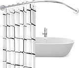 WTTWW Duschvorhangstange Gebogen L Form Badewanne Edelstahl Duschstange Ecke Badewanne Edelstahl Teleskopstange Eckduschstange für Umkleidekabine,80×110cm×100×150cm