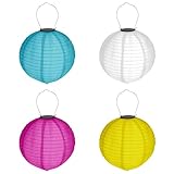 4er Set Solar LED Lampion Ø 20 cm Party Garten Laterne Bunt Deko Lampenschirm Lampe Kugel Gartenlampion