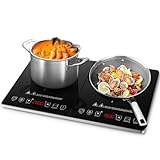 AMZCHEF induktionskochfeld 2 platten,Induktionskochplatte Doppelt mit unabhängiger Steuerung, 20 Temperaturstufen, mehrere Leistungsstufen, 3500W, 3-Stunden-Timer, Sicherheitssperre