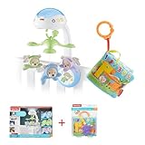 Fisher-Price Bundle Pack - 3-in-1 Traumbärchen Mobiles Nachtlicht (CDN41) + Kleines Spielbuch (FGJ40) mit beruhigender Musik und White Noise, inkl. 1 abnehmbares Spielzeug, ab 0 Monaten