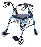 KLYDBMYT Rollator Walker, aufrechter Rollator Walker, Leichter, zusammenklappbarer, höhenverstellbarer Gehwagen mit Sitz und Bremse, Korb, 4 Rädern, einfach verstellbarem Sitz und Armlehnen