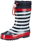 Playshoes Kinder Gummistiefel aus Naturkautschuk, trendige Unisex Regenstiefel mit Reflektoren, Maritim, 24/25 EU