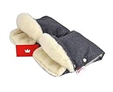 BABYLUX MUFF Handmuff PLÜSCH/WOLLE Handwärmer für Kinderwagen Buggy Handschuh 2 Stück (55. Lein + Lammwolle)