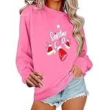 NSICBMNO Weihnachtspullover für Frauen UK – Neuheit, übergroß, Weinglas, Schneemann, Weihnachtspullover, Langarm-Tops, Rundhalsausschnitt, unhöflicher Weihnachtspullover, lustiger Pullover