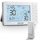 Vexloria Digital DCF-Funkuhr Thermometer Innen Außen, Wetterstation Funk mit Außensensor