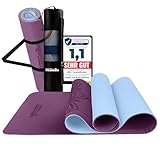 LA MENTE ES MARAVILLOSA - Gymnastikmatte, Rutschfest Yogamatte inkl. Tragegurt + Tasche + Übungs-E-Book, Gepolstert, Hautfreundliches TPE für Fitness/Pilates/Workout 183x61cm (Mandala, Lila/Hellblau)