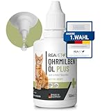 ReaVET Ohrmilbenöl Plus 50ml sofort wirksames Mittel für Katzen – gegen Ohrmilben mit Kamille für Katze, Sanfte Pflege bei Juckreiz im Ohr, Ohrentropfen Milben, Ohrenreiniger