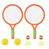 BTGHPI Kinder-Tennisschläger für Kinder, Badmintonschläger mit 2 Tennisbällen und 2 Federbällen für Kinder, Kleinkinder, Outdoor-Indoor-Sport