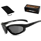 HELLY® - No.1 Bikereyes® | Bikerbrille, Motorradbrille, Motorrad Sonnenbrille | winddicht, gepolstert, beschlagfrei, bruchsicher | TOP Tragegefühl bei langen Ausfahrten | Brille: thunder 2