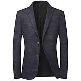 YAGEMING Blazer Für Herren Slim Fit Bedruckte Lässige 2-Knopf Anzug Jacke Klassischer Business Smoking-jacke Für Hochzeit Bankett Party Arbeit,L,Black