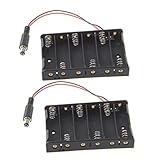 CIYODO 2 Stück Aa Batteriehalter mit Kabel Batteriefach für Mikrocontroller Stromversorgung Robuster Kunststoff Schwarz Geeignet für Mobile Systeme und Roboter