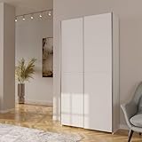 Forte Home Nook Merhzweckschrank 100 40, moderner Schwebetürenschrank mit 2 Türen, schmal, Flur, Holzwerkstoff, Weiß, 100,1 cm breit x 190,5 cm hoch x 39,1 cm tief