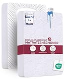 Utopia Bedding Matratzenschoner 90 x 200 x 30 cm Wasserdicht, Oeko-TEX Zertifiziert Matratzenauflage Atmungsaktive, Matratzenschutz, Rundum Elastisch Weiß