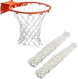 JXCTNNU Basketballnetz 2 Stück Basketball Ersatz Netz für Basketballkorb Outdoor für Standard 12 Schlaufen Basketballkorbnetz für Drinnen und Draußen (Weiß)