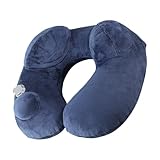 Aufblasbares Reisekissen für Flugzeug – aufblasbares Nackenkissen mit Aufbewahrungstasche, tragbare Flugzeug-Kopfstütze für lange Flüge, Zug, Auto, Kreuzfahrt, Camping, Rucksackreisen, Autoreisen