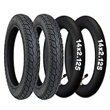 GRELiving 2er-Pack 14 Zoll E-Bike Reifen 14x2.125 Fahrradmantel 57-254 Plus 2er-Pack 14 Zoll Schlauch 14x1.75/2.125 45 ° Ventil Tire Fuer Kids Bike/Ebike/BMX