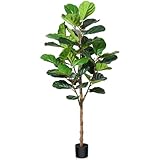 Kazeila Kunstpflanze Ficus Benjamini 150cm Deko Pflanzen Künstlich FJ-Plastikpflanzen Groß Kunstbaum mit Natürlichen Stämmen für Wohnzimmer Schlafzimmer Büro Zimmer Deko(1Pack)