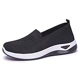Stoffturnschuhe Damen Weiss - Orthopädische Schuhe Damen Air Schuhe Freizeitschuhe rutschfest Gesundheitsschuhe Flache Tennisschuhe Bequem Atmungsaktive Fitnessschuhe Walkingschuhe Schlupfschuhe