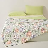 Kühle Seidendecke, kalte Haptik – Blumenmuster-Design – natürliche Sojabohnenfüllung, leichte Steppdecke für Frühling und Sommer, kühlende Decke (G, 200 x 230)