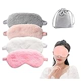 4 Stück Schlaf-Augenmaske, Verdunklungs-Schlafmaske mit exquisiter Aufbewahrungstasche und geräuschdichten Ohrstöpseln, Plüsch-Augenbinde, Reise-Schlafmasken…