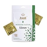 AMOR NATURE 53 mm Kondome 100er Pack I Premium Kondom naturfarben I gefühlsecht hauchzart I 0,07 mm Wandstärke I vegan I für Men