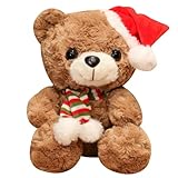 KWIBYBGS Plüsch-Teddybär, Süße Tierbärenpuppen Mit Weihnachtsmannmütze, Weich Ausgestopft,Schenk Für Kinder Und Mädchen/2/25Cm