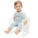 FUNLIO Höhenverstellbarer Montessori-Entwöhnungsstuhl für 1-3 Jahre, Qualitätsstuhl aus Massivholz, zum Essen/Lesen/Spielen, Montessori-Möbel mit CPC-Zertifikat - Weiß