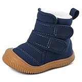 MASOCIO Winterschuhe Baby Boots Stiefel Winter Babyschuhe Junge Mädchen Hausschuhe Kleinkind Kinder Wollschuhe Gefütterte Warme Fell Babystiefel Winterstiefel Schuhe Marineblau Größe 23