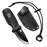 ODENWOLF W-MINI 2 Neck Knife Messer aus starkem D2 Stahl - Kleines EDC Messer Feststehend mit durchdachtem Holster und Feuerstahl - Outdoor Messer Klein und Handlich - Feststehendes Messer Halskette