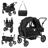 LIFEZEAL 2-Sitzer-Kinderwagen für Kinder ab 6 Monaten, Geschwisterwagen Zwillingskinderwagen mit Becherhalter & Verdeck, Kombikinderwagen mit Wickeltasche für Reisen, 104 x 46 x 107 cm (Schwarz)
