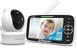 Babystar Babyphone mit Kamera 5 Zoll 720P HD-Video Babyphone ohne WLAN mit Kamera und Audio 4000 mAh Akku Babyphone, Vox-Funktion Temperatursensor Nachtsicht-Video-Babyfon, 2-Wege-Audio