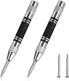 Körner, 2 Stück Automatik Körner Metall, Körner Automatik 130mm, Automatischer Körner Werkzeug, Körner Automatisch mit 2 Ersatzspitzen für Metall, Holz, Glas und Dünne Stahlbleche