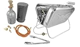 Set GARDINGER Gasgrill BBQ45 Edelstahl mit Umfüllset Propanflasche Profill 0,5
