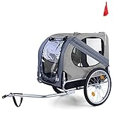RAMROXX Fahrradanhänger Hundeanhänger klappbar für Haustiere bis 40Kg Grau