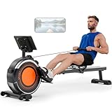 Dripex Rudergerät für Zuhause, Rudergeräte bis 160 kg Belastbar, Magnetisches Rudergerät mit 16 Widerstandsstufen, Verbesserte Doppelschienen, Bluetooth App Verbindung, LCD-Monitor, Leise Platzsparend