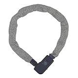 Prophete Kettenschloss mit Fingerabdrucksensor & 3-Zahlen-Kombination – Sicherer Diebstahlschutz, Textilummantelung mit Schnittschutz, 90 cm Länge – Farbe: Grau