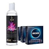 Vibratissimo Play Gel all-in-one 250 ml & MY.SIZE Kondome 3er Pack I Gleitmittel wär Men d, prickelnd & Höhepunkt verstärkend I Wasserbasiertes Gleitgel & Kondome 57, 60, 64 mm Breite