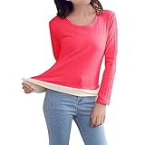 Lässige Basic-Bluse, Tops für Damen, Basis-Shirt, Pullover, Damen, Rundhalsausschnitt, Sweatshirts, niedlich, Winter, warm, flauschig, einfarbig, Winter-Unterwäsche, dick, warm, Rundhalsausschnitt,