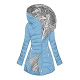 Winterjacken für Damen, Wintermantel Damen Warm Gefüttert Oversized Winterjacke mit Kapuze Einfarbig Langarm Winterparka Winddicht Damenmantel Outdoor Bequeme Sportjacke