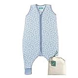 molis&co - Baby Schlafsack mit Füßen 0.5 TOG - Sommerschlafsack für Jungen - Kinder Babyschlafsack mit Beinen - 100% Baumwolle (Oeko-TEX 100), Premium Qualität - Blue Garden (90 cm)