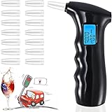 RUTIDA Alkoholtester mit 14 Mundstücken, Polizeigenau Alkoholmessgeräte Promillemessgerät, Professioneller Alkohol Tester mit Digitaler LCD-Anzeige und Halbleiter Sensorik