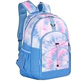 Choco Mocha Rucksack für Teenager Mädchen, Tie Dye Travel Schule Schulrucksack, 18 Zoll, Blau