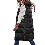 CCOOfhhc Daunenweste Funktionsweste Vest Ärmellose Damenweste Warm Mantel Steppweste Winter Jacke Übergangs Leichte Softshelljacke Freizeit Winterweste Outwear Kapuzenweste Taschen Ärmellos