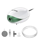 NICREW Leiser Aquarium Luftpumpe bis zu 150 L mit Einstellbarem Durchfluss, Ausgestattet mit Luftschlauch, Stein und Rückschlagventil