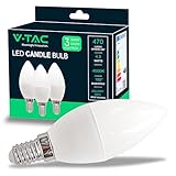 V-TAC 3x LED Glühbirne E14 Kerze - 4,5W (entspricht 40W) Kerzenlampe - 3er Pack - 470Lumen - Kerze Lampe - LED Glühlampen - Energiesparlampe - Licht 4000K Neutralweiß, Kaltweiß