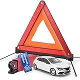 TK Gruppe Timo Klingler KFZ Warndreieck ECE R27 Notfalldreieck 2026 rot, Dreieck Autozubehör Pannendreieck Auto Triangle - für Unfall & Pannen