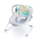 Bright Starts, Babywippe Babyschaukel Safari Fun mit Beruhigenden Vibrationen, Spielbogen mit 2 Spielzeugen, 3-Punkte-Gurt Sitz, Maschinenwaschbares Sitzpolster, ab der Geburt bis 9kg
